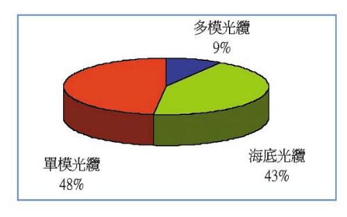 《圖三　1999年各光纜市場比例》