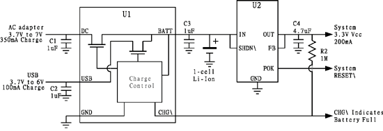 《圖三　簡易充電器與穩壓器設計電路圖》