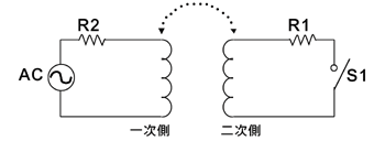 《圖二　理想的變壓器在二次側開路時，一次側並無電流》