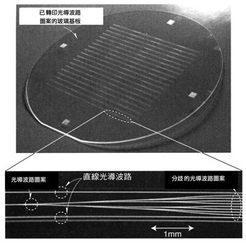 《圖一　已轉印光導波路圖案的玻璃基板》