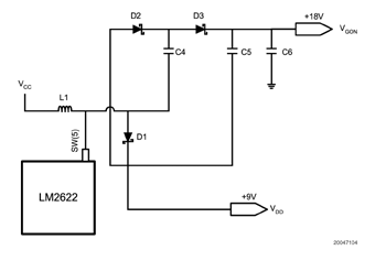 《圖四　利用LM2622晶片提供＋18.0伏的未經穩壓直流電電壓》