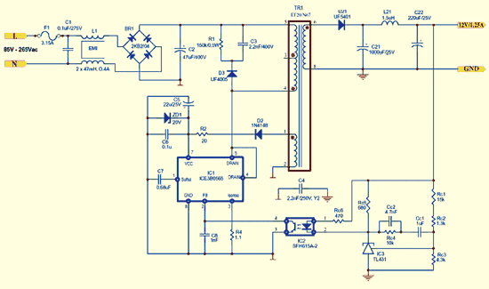 《圖一　PWM集成電源控制IC應用電路示意圖》