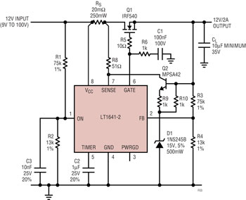 《圖三    穩壓箝位箝制輸入突波，並保護MOSFET 免於發生過度功耗》