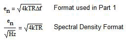 《公式一 重新表示为频谱密度形式的热噪声方程序》