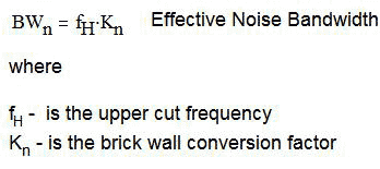 《公式二 简单滤波器在宽带区里的噪声带宽 》