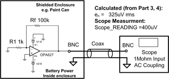 《圖八　利用示波器測量OPA627電路雜訊》