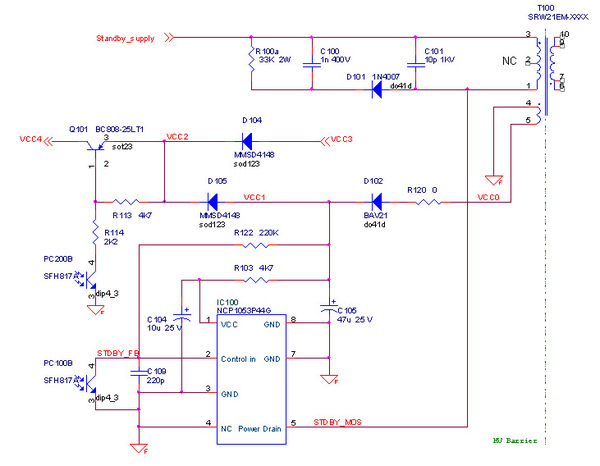 《圖一　待機開關電源初級端電路圖》