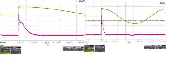 图十 : 输入为AC230V/90。 的电流waveform CH1: Vin (100V/div), CH2: Iin (10A/div),