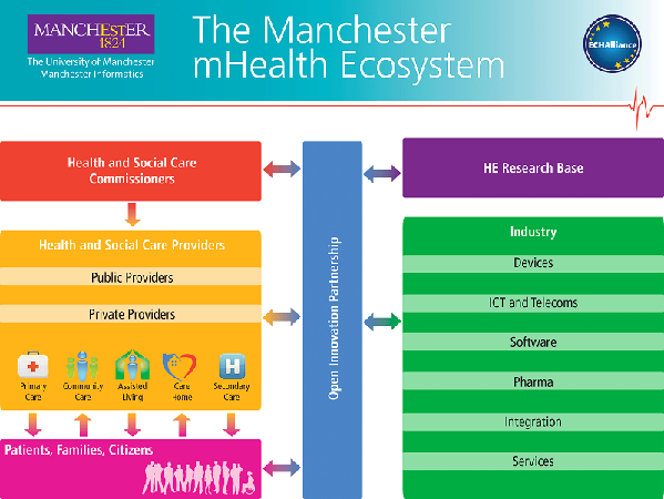 图二: 不论是健康照护或是医疗领域，找出自已的核心竞争力与其他业者合作，才是胜出的关键。 （Source:www.informatics.manchester.ac.uk）