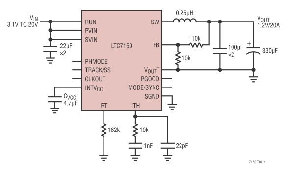 图1 : LTC7150S 的典型应用原理图