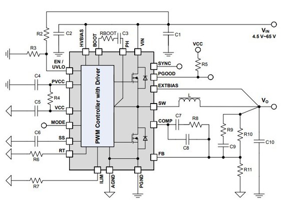 圖1 : 典型應用中的FAN650xx