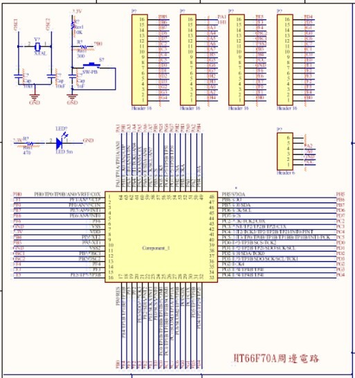 圖4 : Holtek HT66F70A 周邊電路圖