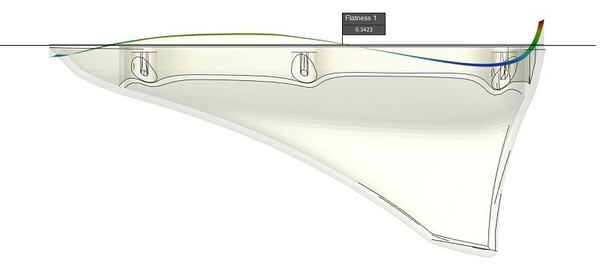 图4 : 搭配Moldex3D变形功能放大平坦度变形倍率