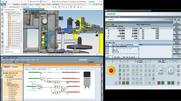 圖3 : 同時搭配Create My Virtual Machine軟體，融入實體控制器NC運算和運動控制功能、工具虛擬機台／切削程式，可讓工具機縮短內部電控人員開發時間。（source：Siemens）