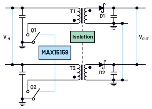 图二 : MAX15159可以控制多相返驰式电路