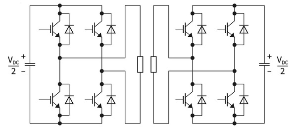 图八 : DAB转换器执行降压，并在输入和输出之间提供电流隔离。（source：Infineon Technologies）