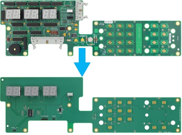 圖三 : 原PCB與新PCB的並排比較。該範例由Josh Booth開發。