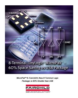 Fairchild新型8端子晶片級無引腳封裝