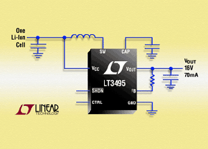 LT3495/-1具备输出断开 之2mm x 3mm DFN封装微功率、低噪声升压转换器。（来源：厂商） BigPic:315x225