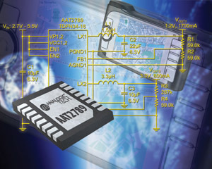 AnalogicTech雙組降壓轉換器可縮小25%板面面積