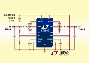 Linear发表双信道电流PWM降压DC/DC转换器 BigPic:315x225