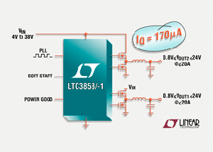 Linear新雙組輸出同步DC/DC控制器供電系統只耗170uA BigPic:315x225