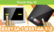 HoltekTouch key週邊IC，BS81xA-x系列產品透過外部的觸摸按鍵可感應人手的觸摸動作，內部電路可自動對環境變動作校正，強化觸摸檢測正確性。