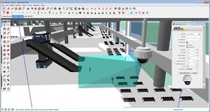 透過用於 StechUp 的全新Axis Camera Extension，使用者可以選擇 安迅士 網路攝影機並插入建築物的 3D 模型