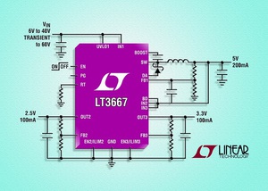 40V, 400mA (IOUT), 三組輸出 DC/DC 轉換器