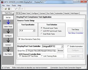 Keysight U7232D DisplayPort 1.3相符性測試和驗證軟體可協助工程師針對DisplayPort 1.3信號源裝置，進行徹底的實體層測試。