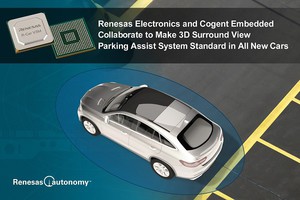 新解決方案結合客製化的3D環景軟體及R-Car V3M SoC無需使用GPU即可實現停車輔助系統。