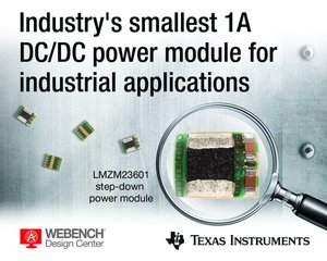 德州仪器推出36-V、1-A DC/DC降压电源模组，大幅缩减电路板空间达58%，该模组采用MicroSiP微型封装且效率高达92%