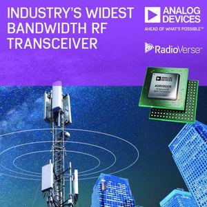 頻寬最寬的RF收發器加速2G-5G基地台和相位陣列雷達開發。