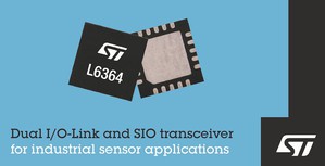 意法半導體靈活可配置雙通道IO-Link和SIO雙模收發器簡化感測器連線。