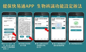 全民健保行動快易通/健康存摺 APP 三大改版，圖為生物辨識功能。