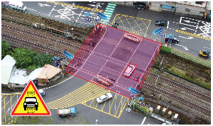 尖山埔平交道試運行路段，以5G＋車聯網技術加強平交道防護，並給予駕駛員更多的緊急判斷時間。