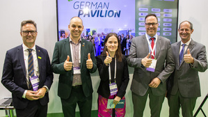 左起）Saxony Trade and Invest總經理Thomas Horn、Silicon Saxony總經理Frank Bosenberg、德經處首席代表暨處長蘭依樺博士、薩克森邦經濟勞動能源暨氣候行動部部長Dirk Panter、歐洲經貿辦事處處長谷力哲。